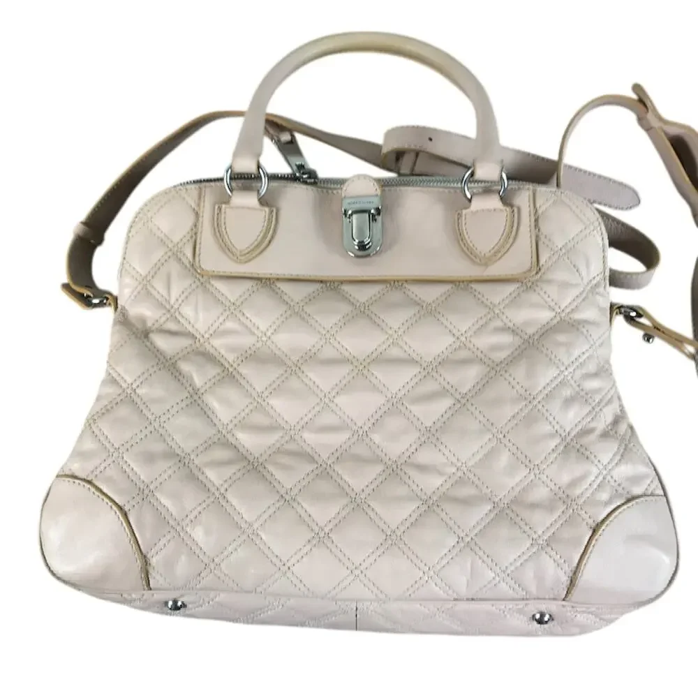 MARC JACOBS Whitney Quilted Leather Satchel Bag Blush Old Money Made In Italy